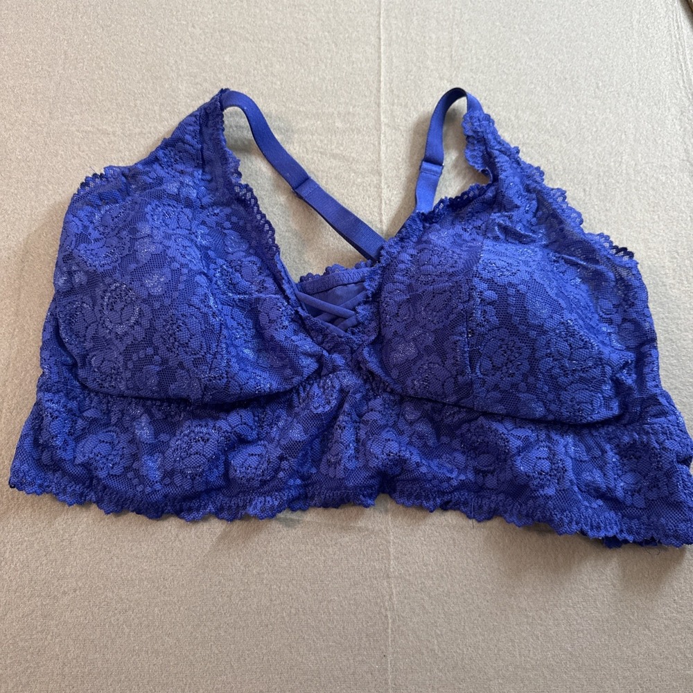 Torrid Blue Lace Bralettes Razorback Size 3 Wireless